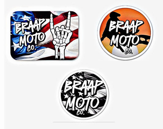 3 Pack of BraapMotoCo Stickers